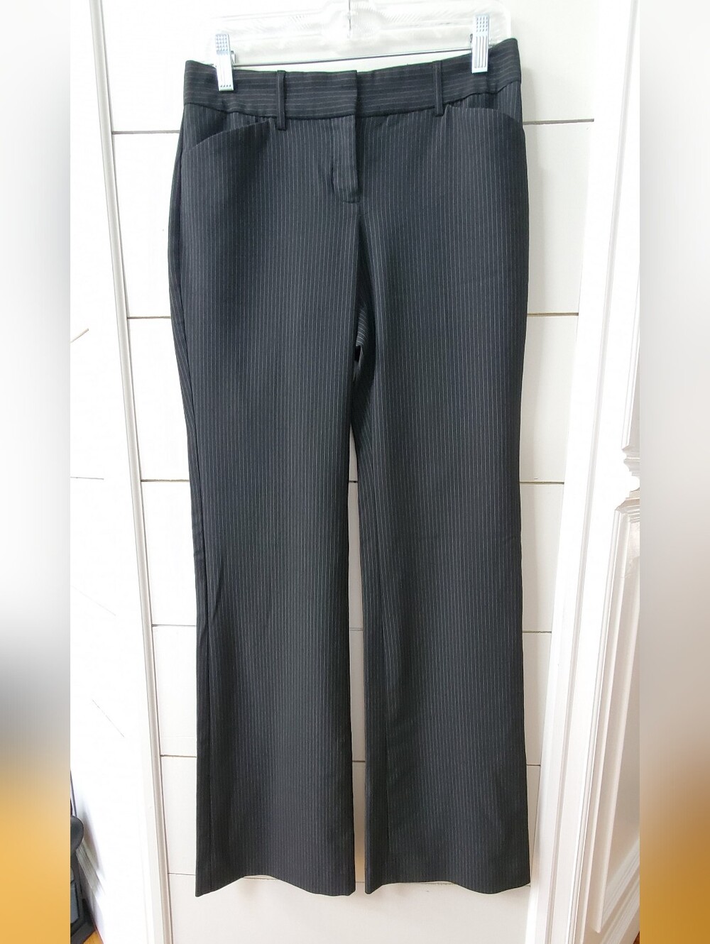 Express Black Pinstripe Editor Dress Pants